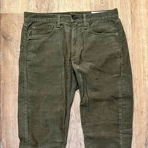 Mens Rag & Bone Slim Fit 2 Green / Army Corduroy Pants - Size 31